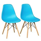 GOFLAME DSW Dining Chairs, Shell Plastic Chairs with Wood Legs, Modern Style Armless Chairs for...