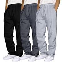 3ER Pack Jogginghose Herren lockere Jogginghose lose Baumwollhose elastische Jogginghose mit weitem Bein Lange Jogginghose Herren warme Herren Freizeithose mit Taschen (Black, M)