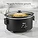 Olvy Slow Cooker 6L Schongarer Keramik-Innentopf 3 Stufen Low High Warm Faltbare Griffe Familie Meal Prep