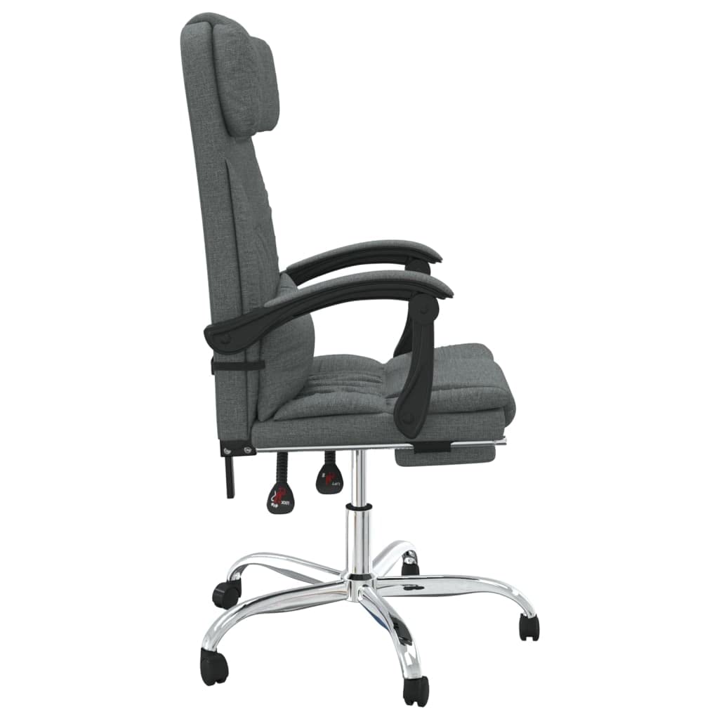 Krzesło biurowe z funkcją masażu, ciemnoszary, materiał z regulacją wysokości, mechanizm przechylania, ergonomiczny, do domowego biura i gabinetu, z podłokietnikami, zagłówkiem, podparciem