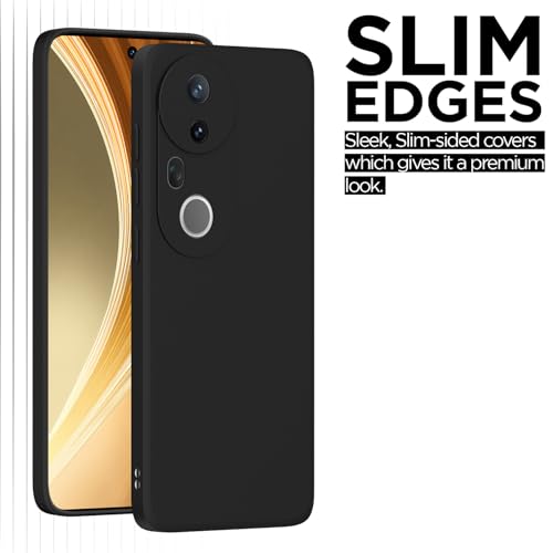 Image of Outlouders Back Cover for Vivo T4 Ultra 5G | Camera Protection | Durable Soft Matte Silicone Bumper Case (Black)