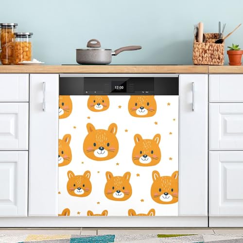 Playful Cat Pattern Dishwasher Stickers Kitchen Fridge Dish Washer Door