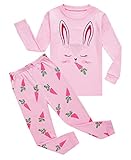 Little Girls Rabbit Easter Pajamas 100% Cotton Pink Pjs Sleepwear Kid 6