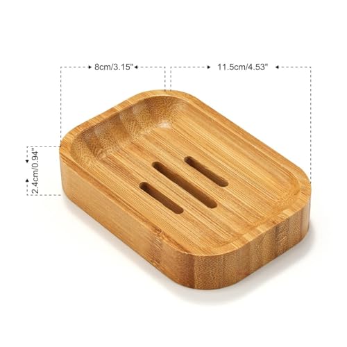 Miniatura 6 de Guanjune Paquete De 2 Jaboneras De Bambú De Madera Natural Para Baño, Cocina, Esponjas, Accesorios, Almacenamiento