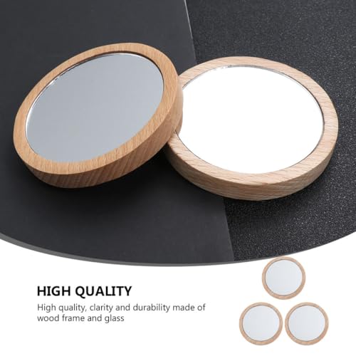 Espejo de Maquillaje Pequeño de Madera Portátil 3 Piezas miniatura 6