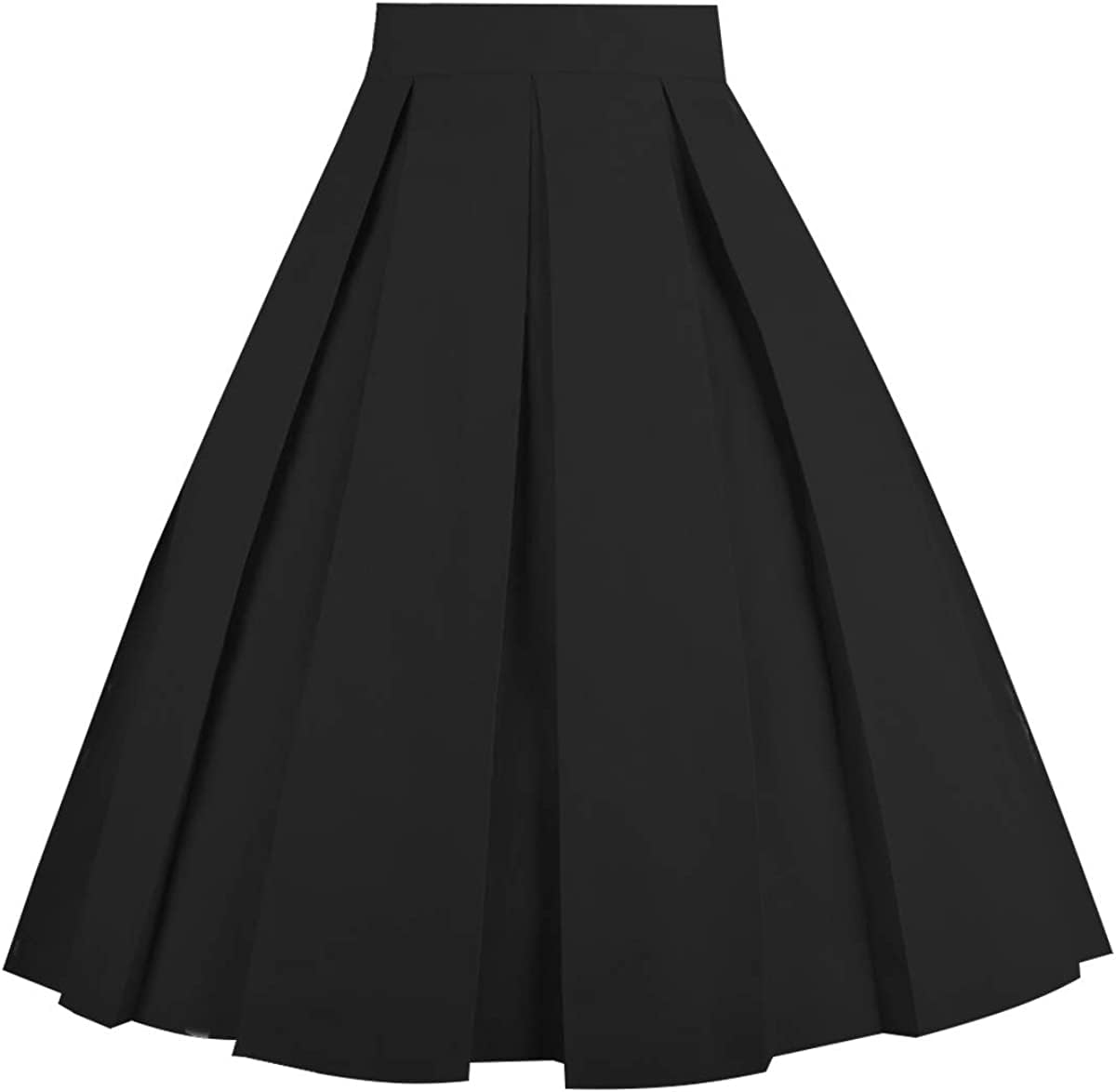 OBBUE Dresstore Vintage Pleated Skirt Floral A-line Printed Midi Skirts with Pockets
