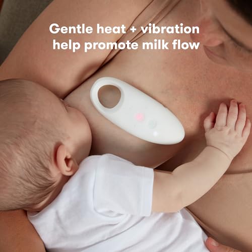 Frida Mom 2-in-1 Lactation Massager - Multiple Modes of Heat + Vibration for Clogged Milk Ducts, Increase Milk Flow, Breast Engorgement - USB Cord Included, White, pink