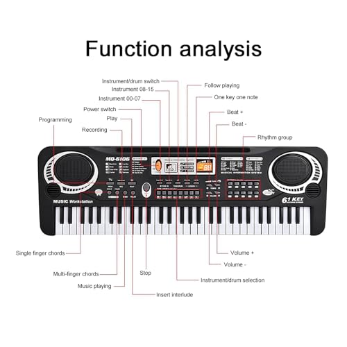 Jouets pour Enfants Musique Multifonction à 61 Touches avec Microphone, Mini Piano électrique, avec 6 Démonstrations, Adapté à La Pratique des Enfants - Les Beatles, Paul McCartney, John Lennon, RIngo Starr, George Harrison Jouets pour Enfants Musique Multifonction à 61 Touches avec Microphone, Mini Piano électrique, avec 6 Démonstrations, Adapté à La Pratique des Enfants – Image 4