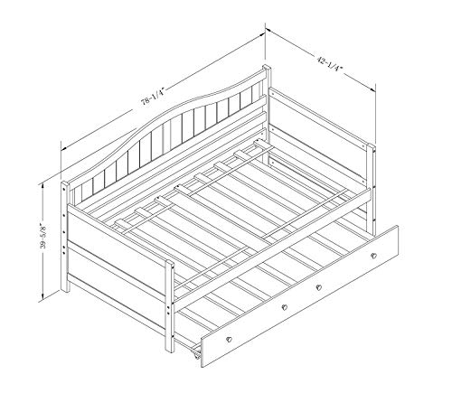 Windaze Twin Daybed with Trundle, Solid Wood Platform Bed Frame for Kids Teens and Adults with Slats Support No Box Spring Needed, White