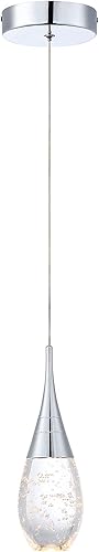 Miniatura 7 de JoollySun Mini lámpara colgante individual Moderna lámpara colgante de techo regulable LED con cristal de burbuja para cocina, isla bar, dormitorio,