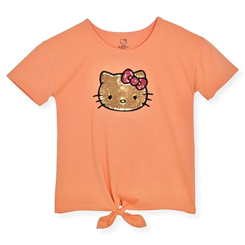 Hello Kitty Girls Tee Shirt with Sequins and Rhinestones - Fashion T-Shirt for Girls Clothing