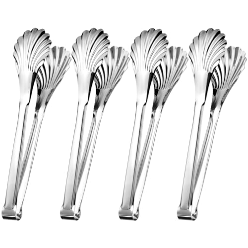 Uiifan 4 Pcs 11in Buffet Salad Serving Tongs - Stainless Steel Catering Chef Food BBQ Utensils for Parties