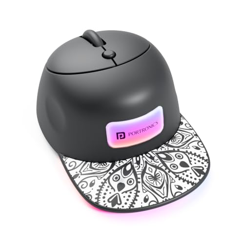 Image of Portronics Toad Cap Wireless Mouse with Bluetooth 5.0 + 2.4GHz Dual Connectivity, Adjustable DPI Upto 2400, Dynamic RGB Lighting, Type-C Rechargeable, 100g (Black)