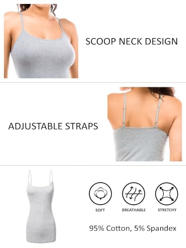 Image of Women's Long Cotton Camisole Spaghetti Strap Tank Top