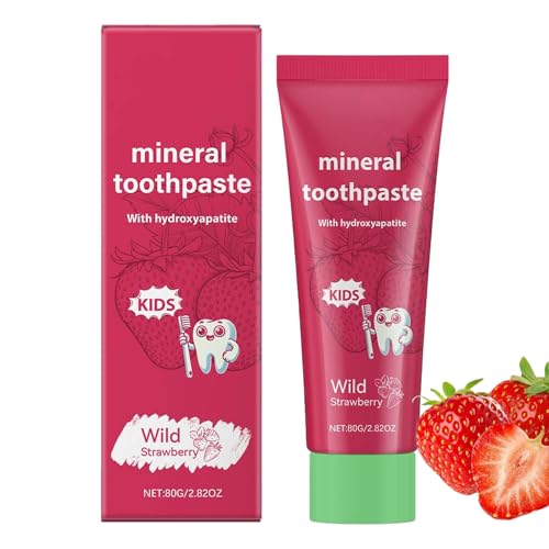 Dentifrice hydroxyapatite, dentifrice minéral blanchissant réparateur fraise, protection de l'émail, aide au blanchiment des dents sensibles, pour enfants de 2 ans et plus (1)