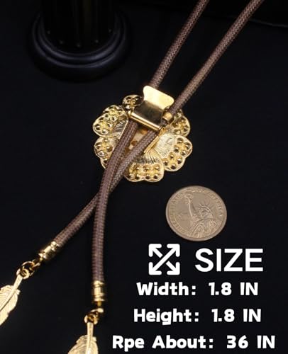 Image of PEARLY JUN Bolo Tie for Men Women Rhinestone Bling Western Cowboy Brown Leather Country Style String Wear Shirt Vest