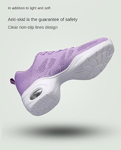 Women's Breathable Air Cushion Jazz Dance Shoes Lace Up Mesh Sneakers Athletic Walking Dance Thick Soled4