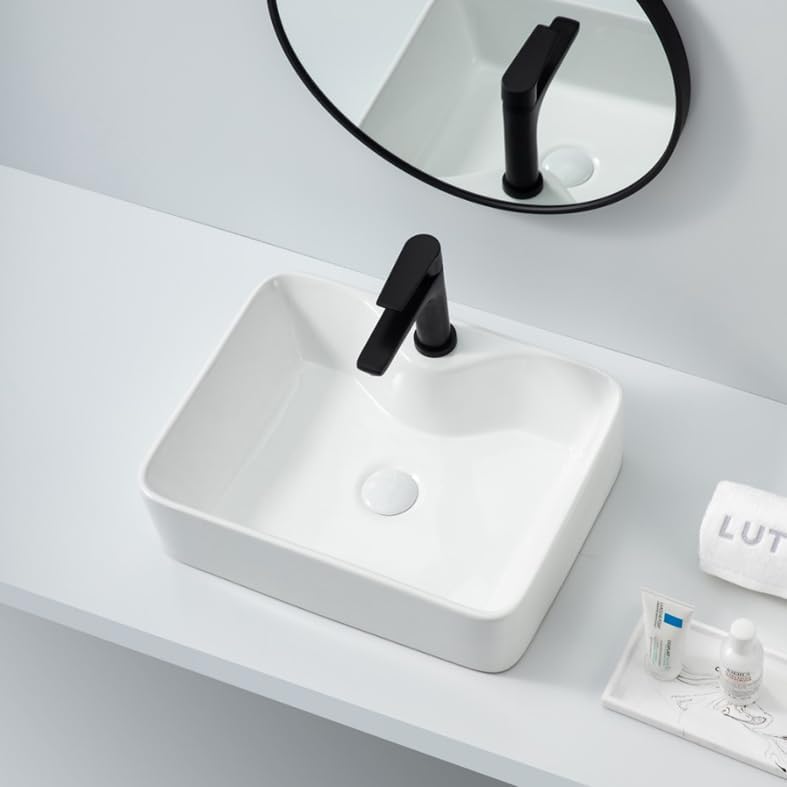 MESTRO Wash Basin Countertop | Tabletop Ceramic Bathroom Sink | Wash Basin For Bathroom (Glossy White Wash Basin, 19 x 15 x 5.5 Inch) (B0CJRT2WJ8) Amazon Price History, Amazon Price Tracker