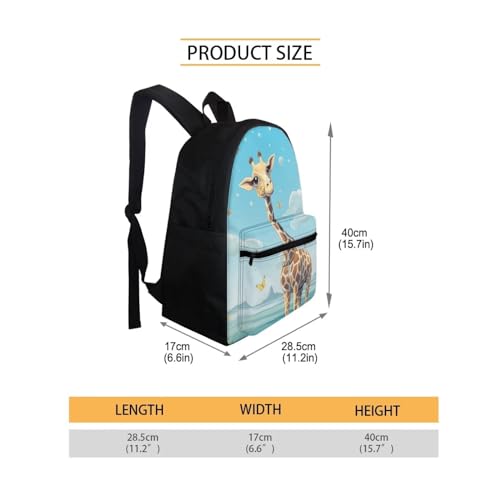 Cute Giraffe Print Backpack for Girls 3rd Grade Lightweight Kids Backpack for Boys Large Capacity Laptop Rucksack Casual Water-resistant Daypack3