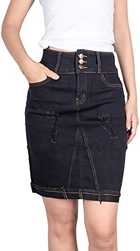 BodiLove Women's Stretchy, midi Skirt, mid Length, Below The Knee, Form Fitting, Solid Color Midi Skirt with Back Slit