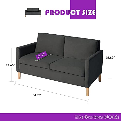 Tyboatle 55" Modern Fabric Loveseat Sofa With 2 Usb Charging Ports, Love Seats Furniture Suitable For Small Spaces, Living Room, Office, Soft Couch Easy To Install (Dark Grey) #TOP2