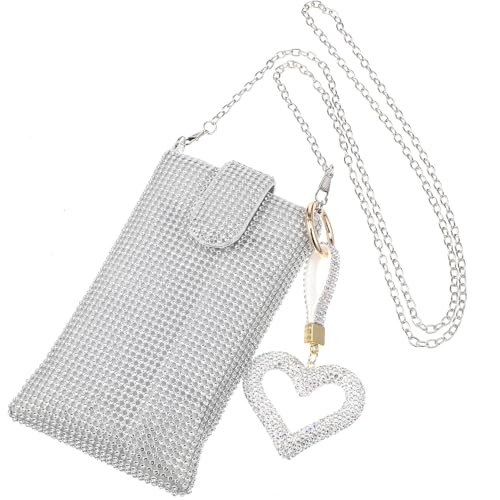 Téléphone portable bandoulière argenté Mipcase en acrylique et nylon