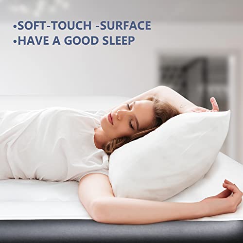 Redkey Queen Air Mattress With Built In Pump, Inflatable Mattress 2 Mins Fast Inflation,With Waterproof Cozy Flocked Top And Portable Bag For Camping, Home,Travel,550Lb Max(80X60X18In,White Black) #TOP5