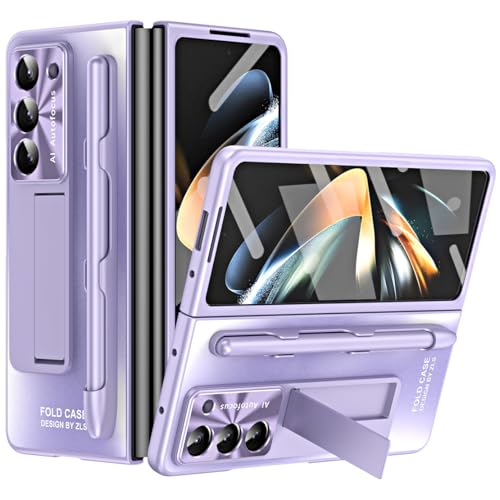 Coque Z Fold 5 anti-rayures pour résoudre la perte du stylet et protéger l'écran avant en violet