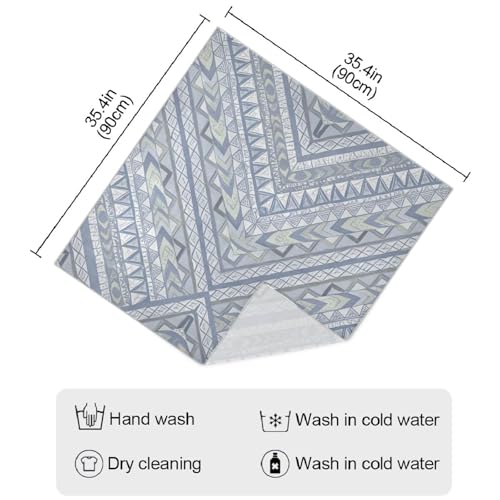 Boho Blue Gray Irregular Stripes Square silk head hair scarf headscarf lightweight head wraps for women for neck bufanda elegante para mujer4