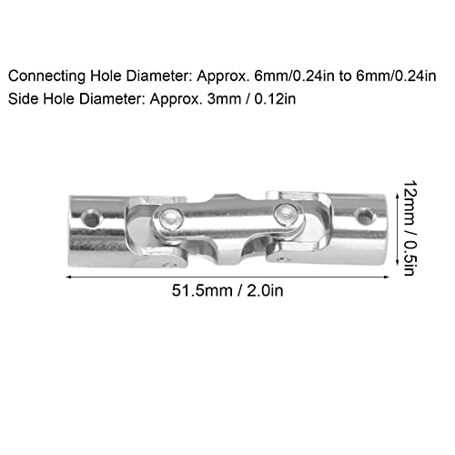 Eixo de direção universal, 6 mm a 6 mm, junta em U, 2 seções, giratória, prata, flexível, fácil inst