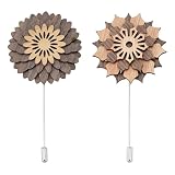 SUPERFINDINGS 2 Styles Wooden Flower Lapel Pin Wood Floral Brooch Pins for Wood Anniversary Celebration Handmade Wooden Boutonniere Brooch for Wedding Corsage Suit Decorations