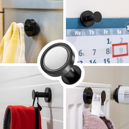 POPPSTAR Round Magnetic Hooks, Extra Strong, Set of 2 Matte Black Neodymium Hook Magnets, can be Used as Magnetic Coat Hooks - Image 4