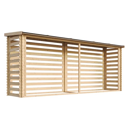 TIMBELA M203 Abri à bûches -l112xL450xH199 cm/ 4m2 - Abri De Stockage du Bois et Range bûches extérieur
