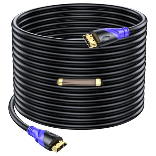 Rommisie Câble HDMI 4K/60HZ 25m (HDMI 2.0, 18 Gbit/s) Connecteurs Plaqués or Ultra Haut Débit, Retour Audio Ethernet, Compatible avec Blu - Ray,...