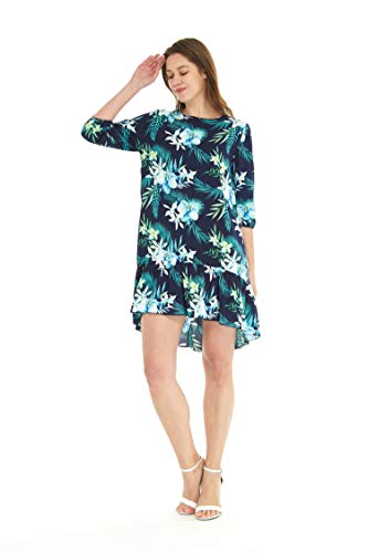 Image of Family Matching Hawaiian Clothes, Orchid Breeze Navy | Lightweight 100% rayon • Family matching outfits • Beach vacations • Luaus • Cruises • Family photos