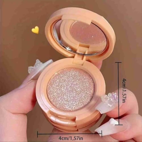 Image of Blush and Highlighter Palette, 3 Shades, Shimmer Finish, Peach and Gold Tones, Compact Design