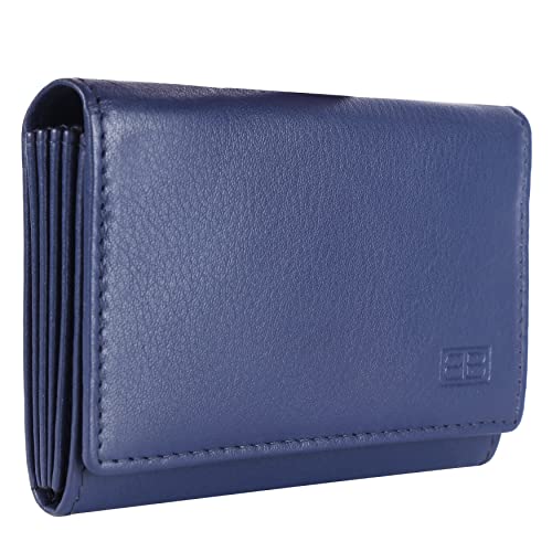 Image of Brooklyn Bridge Genuine Leather Card Holder Wallet for Men Nappa Blue - Slim RFID Protected Front Pocket Wallet, Stylish Compact Money Organiser