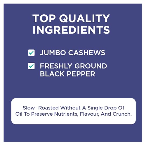 Image of Nutty Gritties Premium Jumbo Size Southern Pepper Cashew Nuts 240g, Natural Flavoured Whole Cashew | W240 | Zero Breakage | Resealable Pouch | Each Pouch 40g | Pack of 6