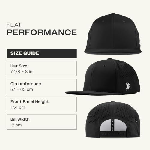 Image of Branded Bills Bare Flat Performance Hat for Men | Flexfit Sweatband, Adjustable, Quick Dry & Water Repellent Baseball Cap
