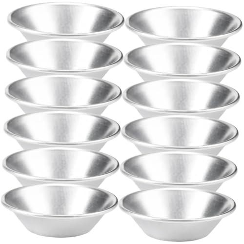 iplusmile 12個 耐熱ステンレス製エッグタルト型 クラフトケーキ用丸型ベーキングモールド マフィン カップケーキ対応 家用デザート作り簡単