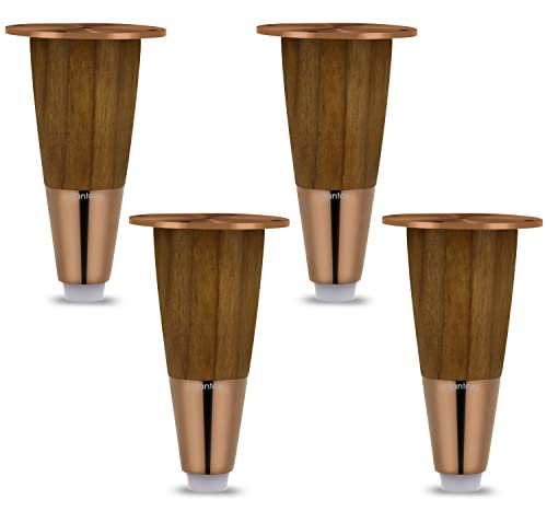 Image of Plantex Heavy Duty Stainless Steel 4 inch Sofa Leg /Bed Furniture Leg Pair for Home /Furniture Sofa Legs for Table /Support Legs /Furniture Leg (Rose Gold) Set of 4 Pcs