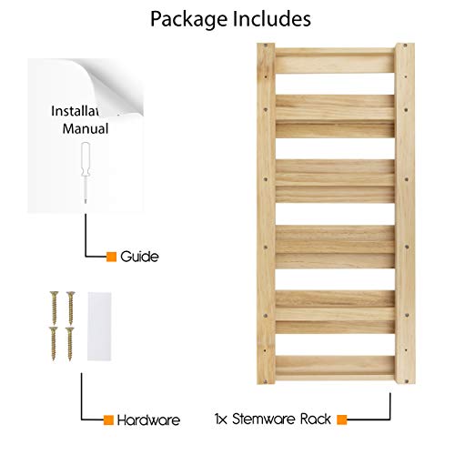 Rustic State Eze Stemware Glass Rack Under Cabinet Easy to Install Hanging Bar Glass Rack 21.6 Inch by 10 Inch Natural - Thumbnail 5