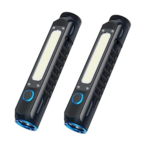 lidefox Flashlight Rechargeable Magnetic LED Flashlight 500LM Super Bright LED Tactical Flashlight with Cob Sidelight Waterproof 8 Modes for Camping Emergency and Outdoor Use 2 Pack Cover