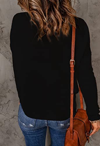 Image of Womens's Drop Shoulder Casual Loose Crewneck Lightweight Long Sleeve Pullover Sweaters