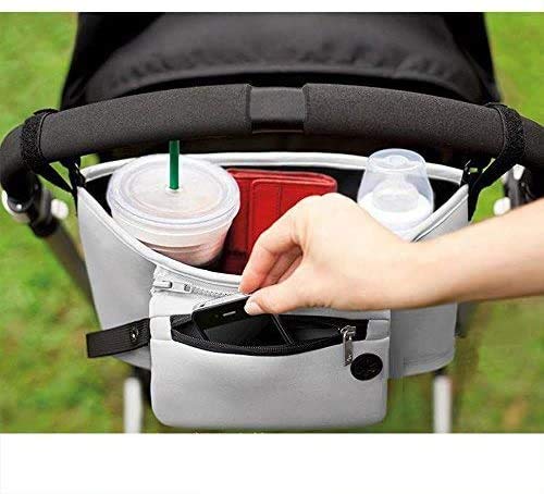 Pram Buggy Organiser Storage Bag Cup Bottle Drink Food Holder Storage Bag Organizer for Pram Pushchair Stroller Buggy Bags (Gray)