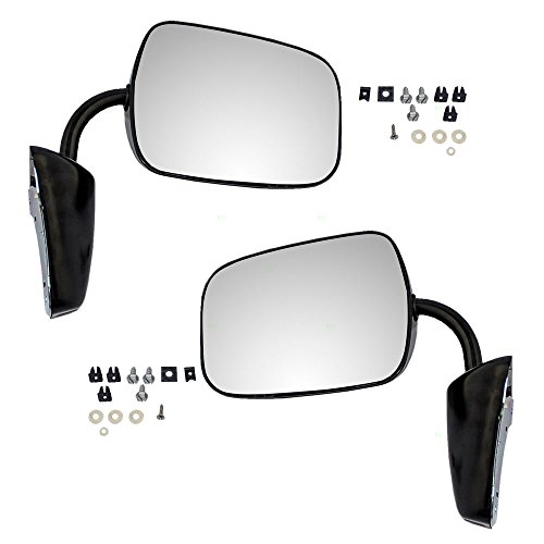 Aftermarket Replacement Driver and Passenger Side Steel Black Low Mount Manual Mirror Set Compatible with 73-91 GM Truck