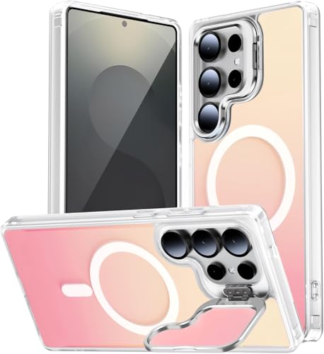 Image of DIZORO Samsung Galaxy S25 Ultra Case Compatible with Wireless Charging,3D Laser Color Changing Frosted Matte Camera Stand Back Cover Military-Grade Protective Non Yellowing PC +TPU (Grey)