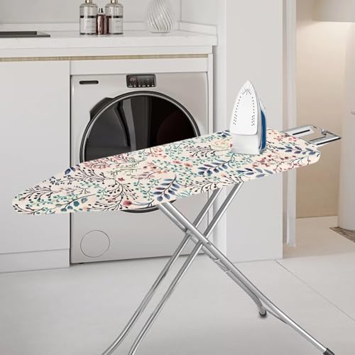 Image of Floral Print Ironing Board Cover 15X54 inch - Stain-Resistant, Standard Size Iron Board Cover with Hook and Loop Elastic Edge Easy to Install, Heatproof