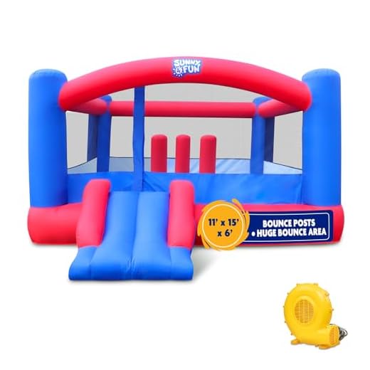 Inflatable Bounce House | Giant 12x10.5 Feet Blow-Up Jump Bouncy Castle for Kids with Air Blower, Carry Bag, Stakes & Repair Kit | Easy Set Up for Hours of Backyard Play & Party Fun | Ages 3-10