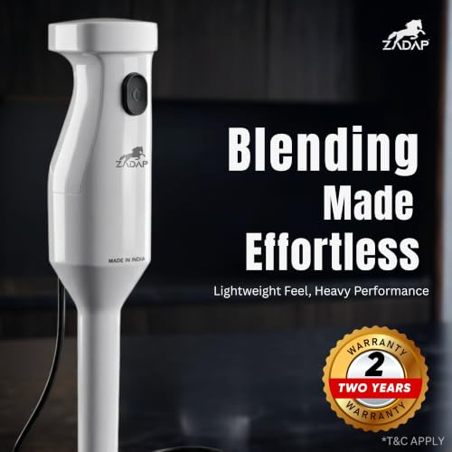 Image of Hand Blender 18000 RPM Powerful Motor | Stainless Steel Blade | Electric Stick Blender for Smoothies, Milkshake, Lassi, Soup, Baby Food & Puree | 1.5m Cord | Wall Mount | 2 Year Warranty
